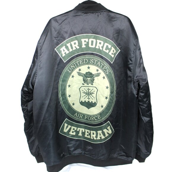 US AIR FORCE VETERAN'S BOMBER JACKET CUSTOMIZED PERSONALIZED BLACK SATIN SIZE 3X - Picture 6 of 8